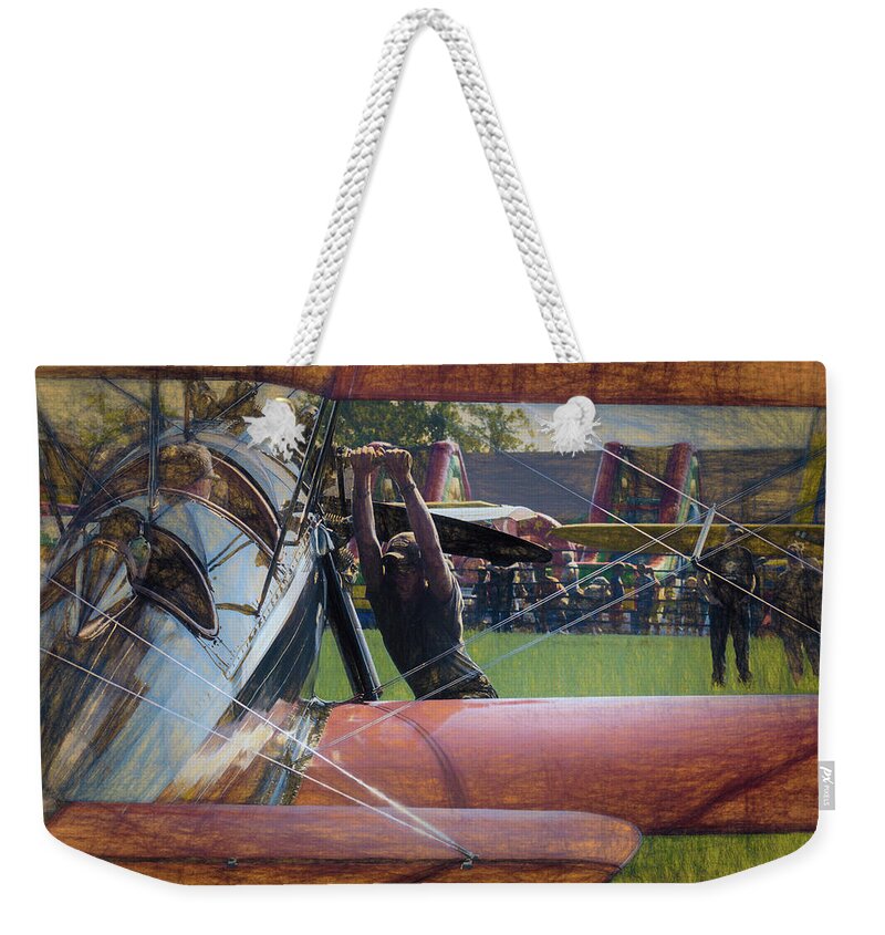 Biplane Weekender Tote Bag featuring the photograph Contact by James Barber