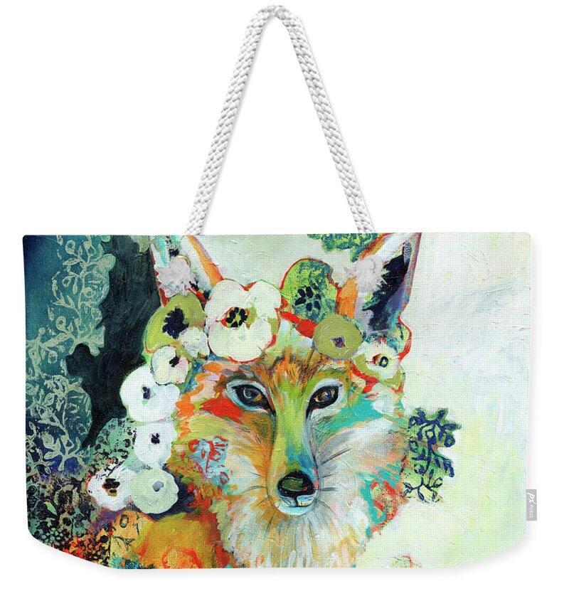 Fox Weekender Tote Bag featuring the painting Contemplating Pearls by Jennifer Lommers
