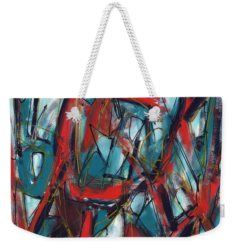 Abstract Weekender Tote Bag featuring the painting Contemporary Art Five by Lynne Taetzsch