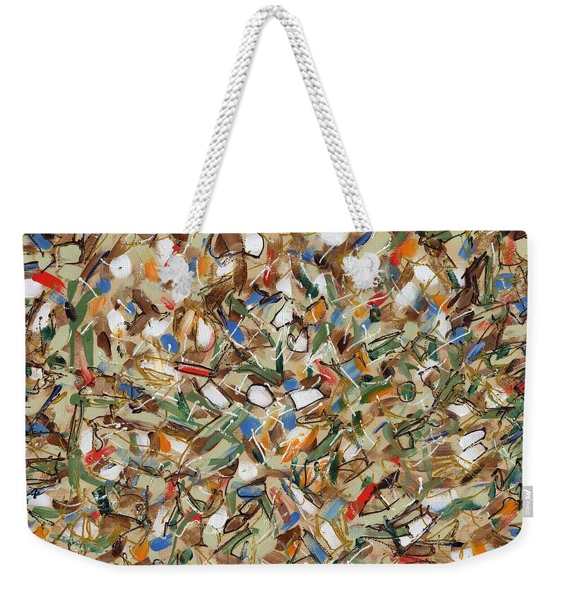 Abstract Weekender Tote Bag featuring the painting Contemporary Art Forty-Seven by Lynne Taetzsch