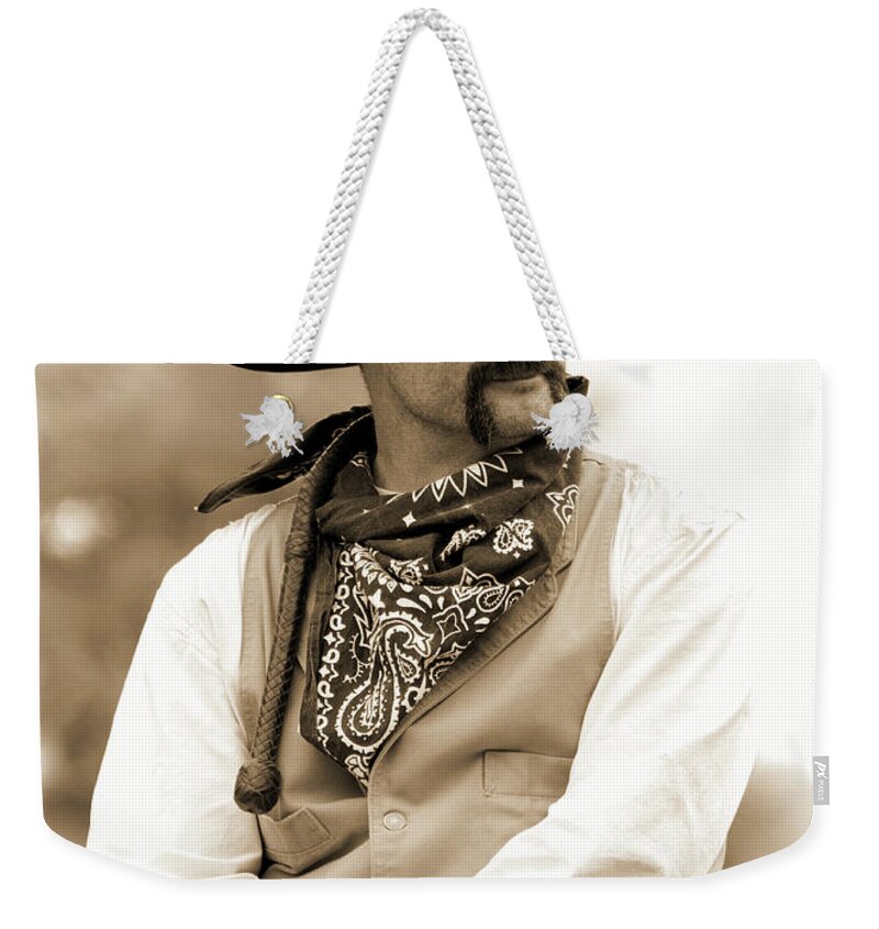 Cowboy Weekender Tote Bag featuring the photograph Content in the Saddle by Jeanne May