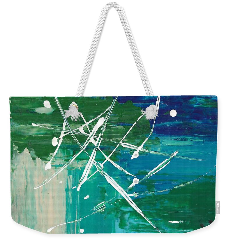Blue Weekender Tote Bag featuring the painting Content by Monica Martin