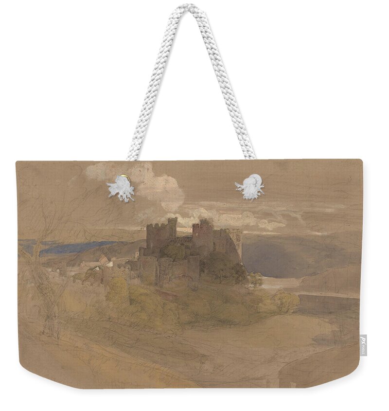 Samuel Palmer Weekender Tote Bag featuring the drawing Conway Castle by Samuel Palmer