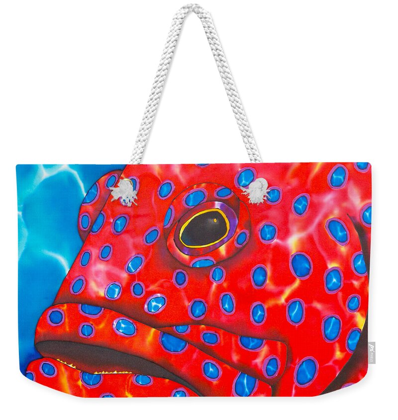 Coral Grouper Weekender Tote Bag featuring the painting Coral Groupper II by Daniel Jean-Baptiste