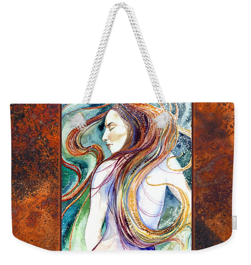 Mermaid Weekender Tote Bag featuring the painting Coral Mermaid by Ragen Mendenhall