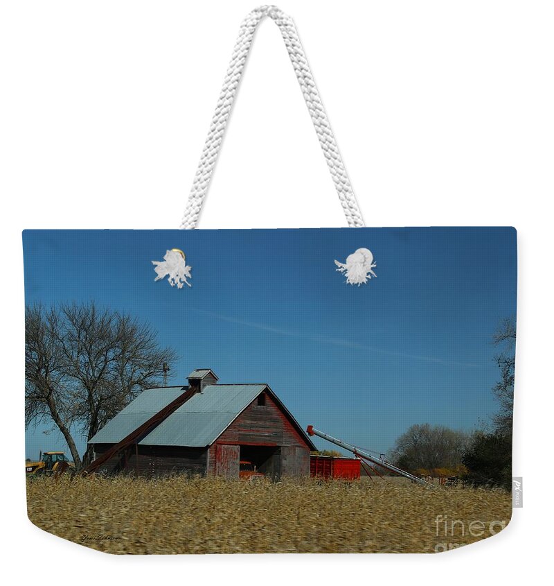 Farmland Weekender Tote Bag featuring the photograph Corn crib by Yumi Johnson
