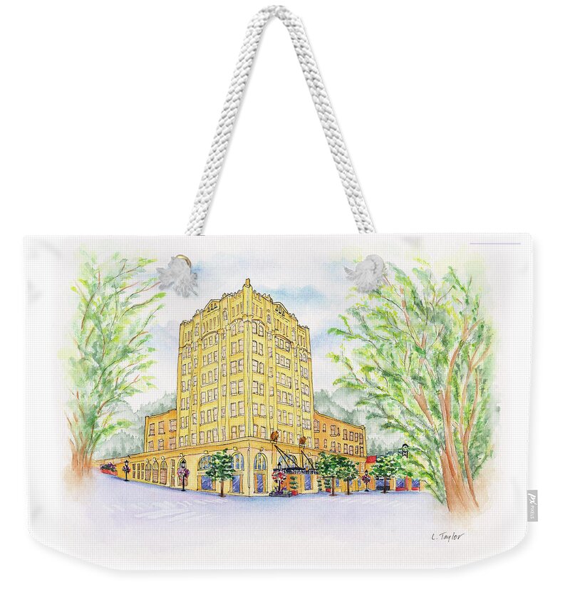Lithia Springs Hotel Weekender Tote Bag featuring the painting Corner Grandeur by Lori Taylor
