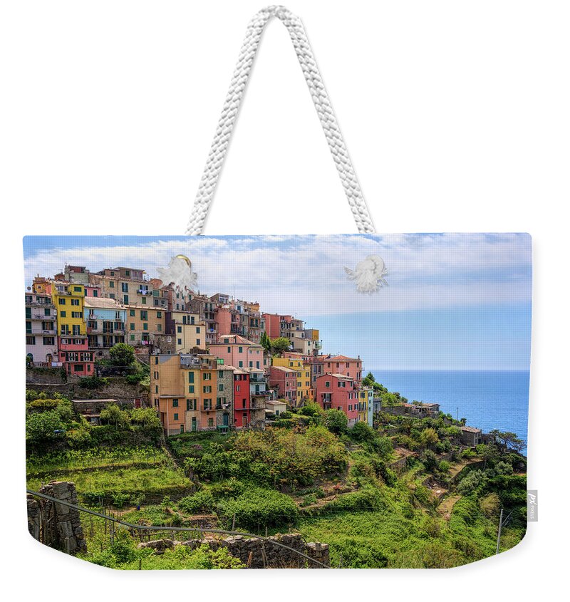 Joan Carroll Weekender Tote Bag featuring the photograph Corniglia Cinque Terre Italy by Joan Carroll