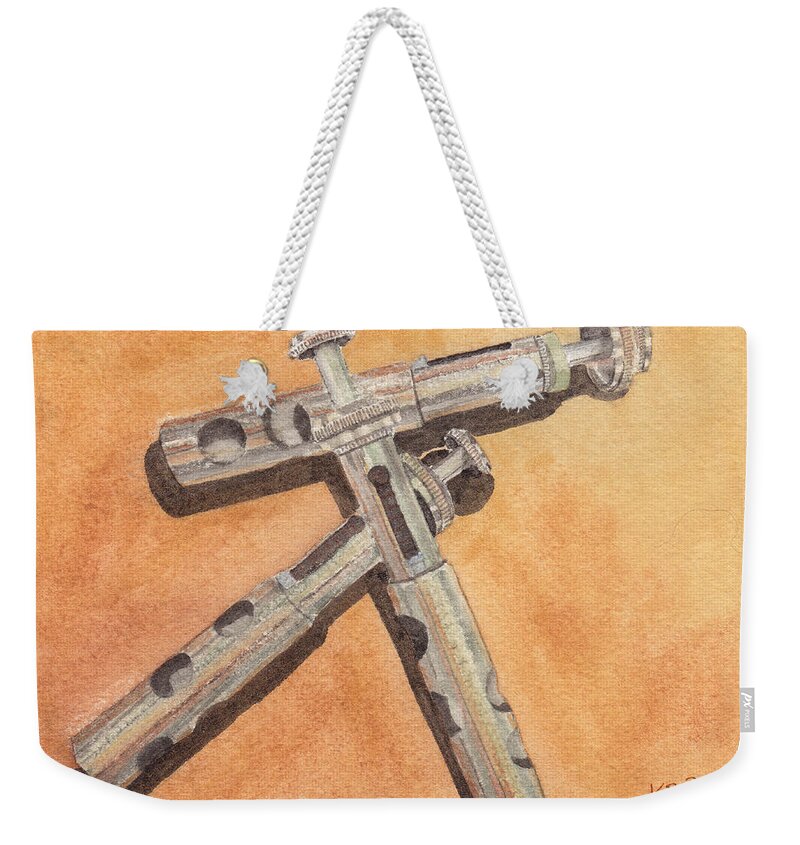 Trumpet Weekender Tote Bag featuring the painting Corroded Trumpet Pistons by Ken Powers