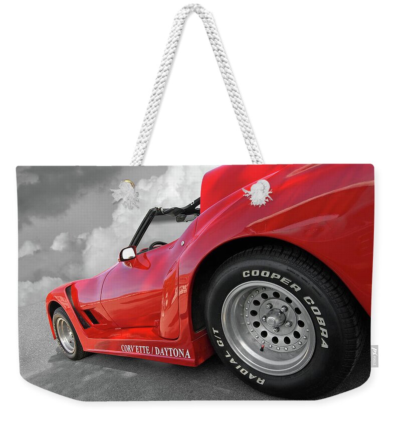 Corvette Weekender Tote Bag featuring the photograph Corvette Daytona by Gill Billington