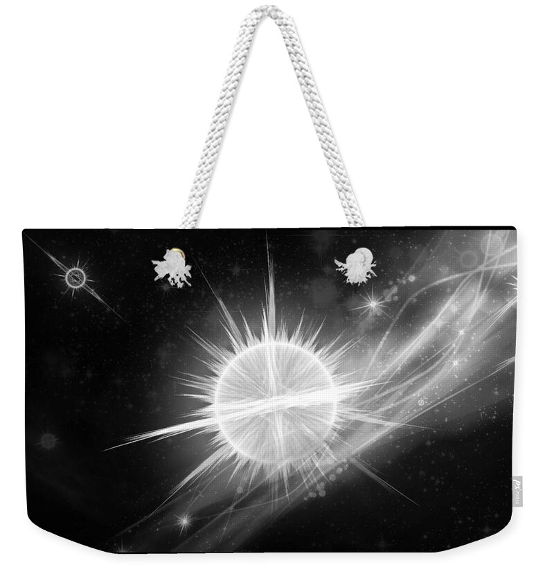 Corporate Weekender Tote Bag featuring the digital art Cosmic Icestream BW by Shawn Dall