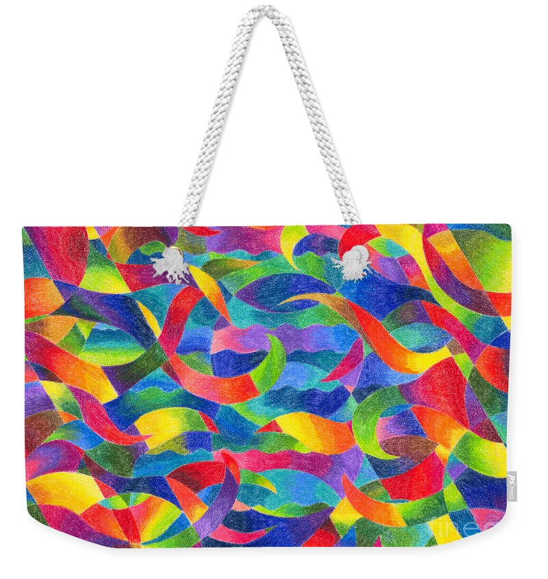  Weekender Tote Bag featuring the drawing Cosmic Ribbons by Kristen Fox