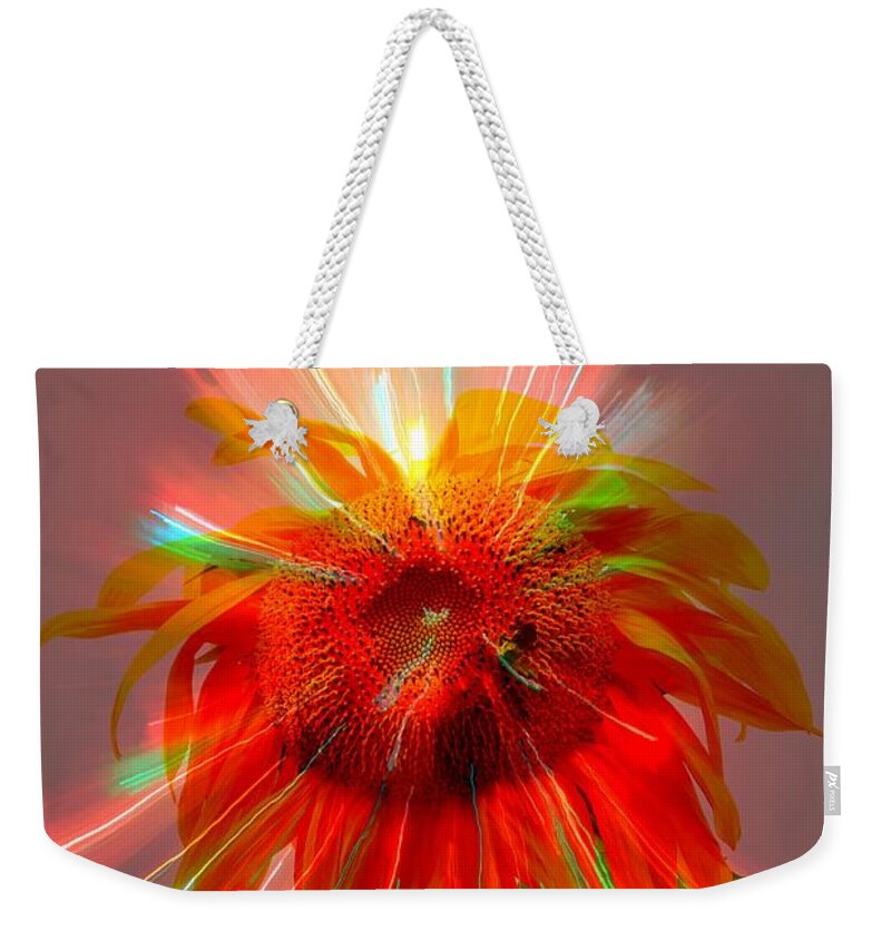 Flowers Weekender Tote Bag featuring the photograph Cosmic Sunflower by Rick Rauzi