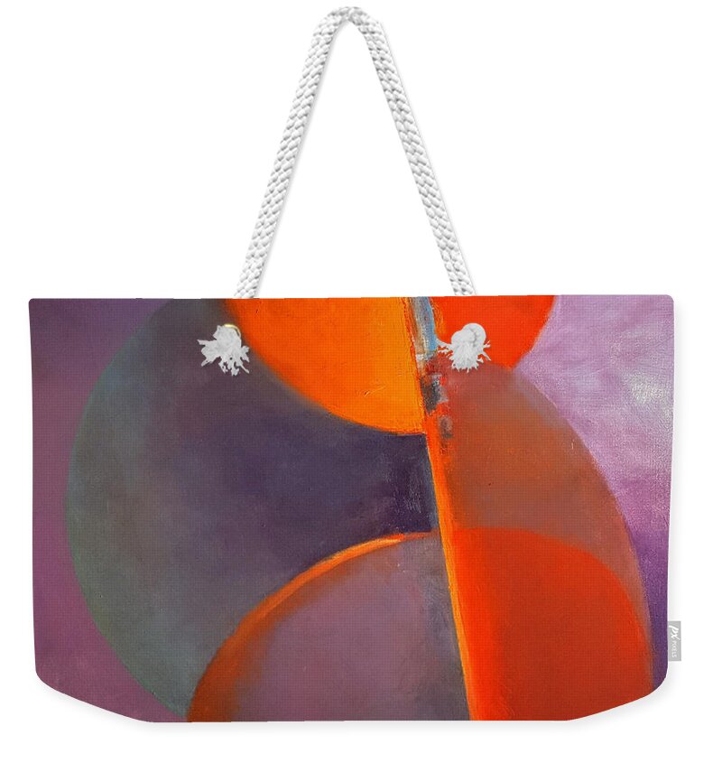 Contemporary Abstract Art Weekender Tote Bag featuring the painting Cosmocastic #1 by Jessica Anne Thomas