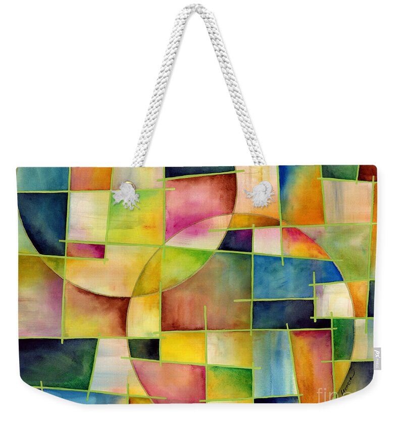 Abstract Weekender Tote Bag featuring the painting Cosmopolitan 2 by Hailey E Herrera