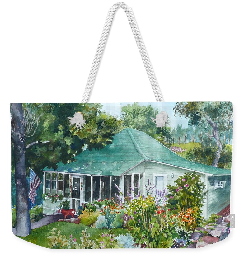 Cottage Painting Weekender Tote Bag featuring the painting Cottage at Chautauqua by Anne Gifford