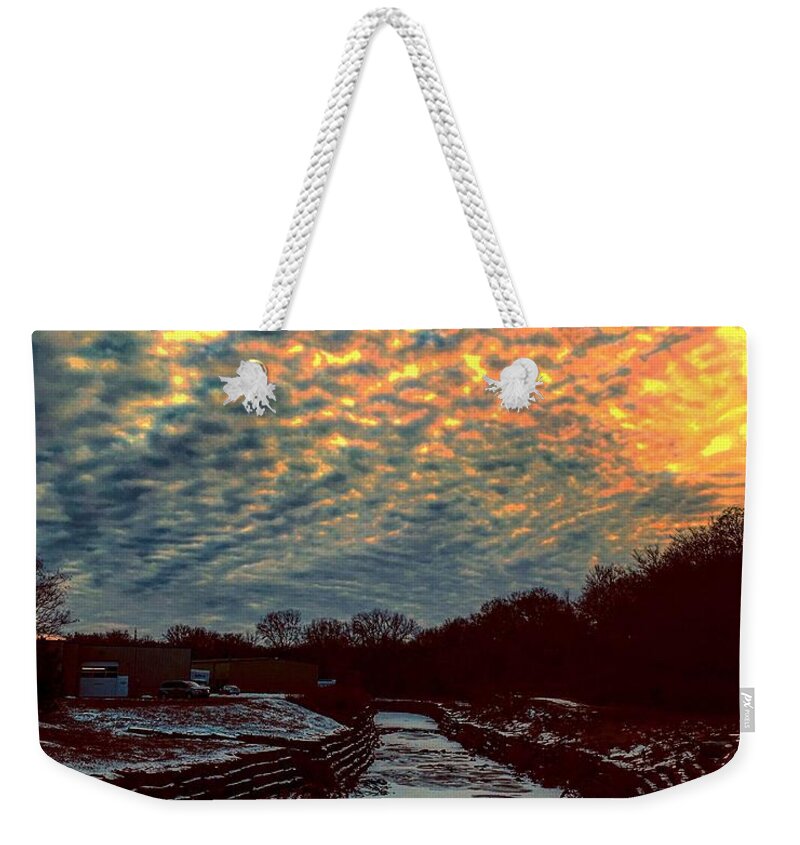 Sunset Weekender Tote Bag featuring the photograph Cottonball Sunset by Michael Oceanofwisdom Bidwell