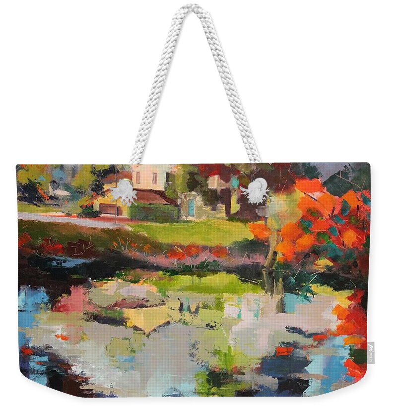 Reflections Weekender Tote Bag featuring the painting Coulon Town by Kim PARDON