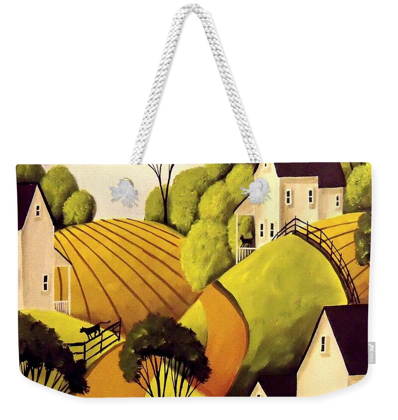 Art Weekender Tote Bag featuring the painting Country Cats Summer by Debbie Criswell