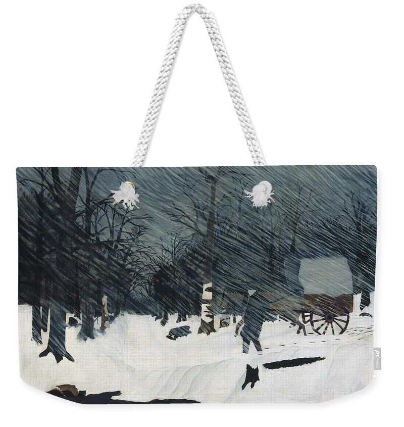 Country Doctor (night Call) Horace Pippin Weekender Tote Bag featuring the painting Country Doctor by MotionAge Designs