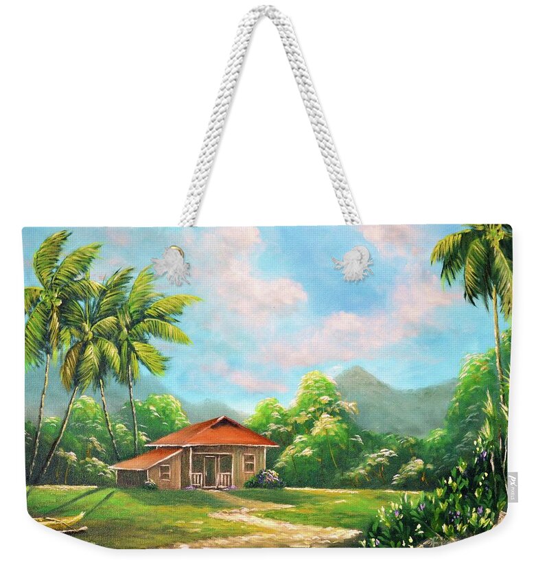 Paradise Weekender Tote Bag featuring the painting Country House by Larry Geyrozaga