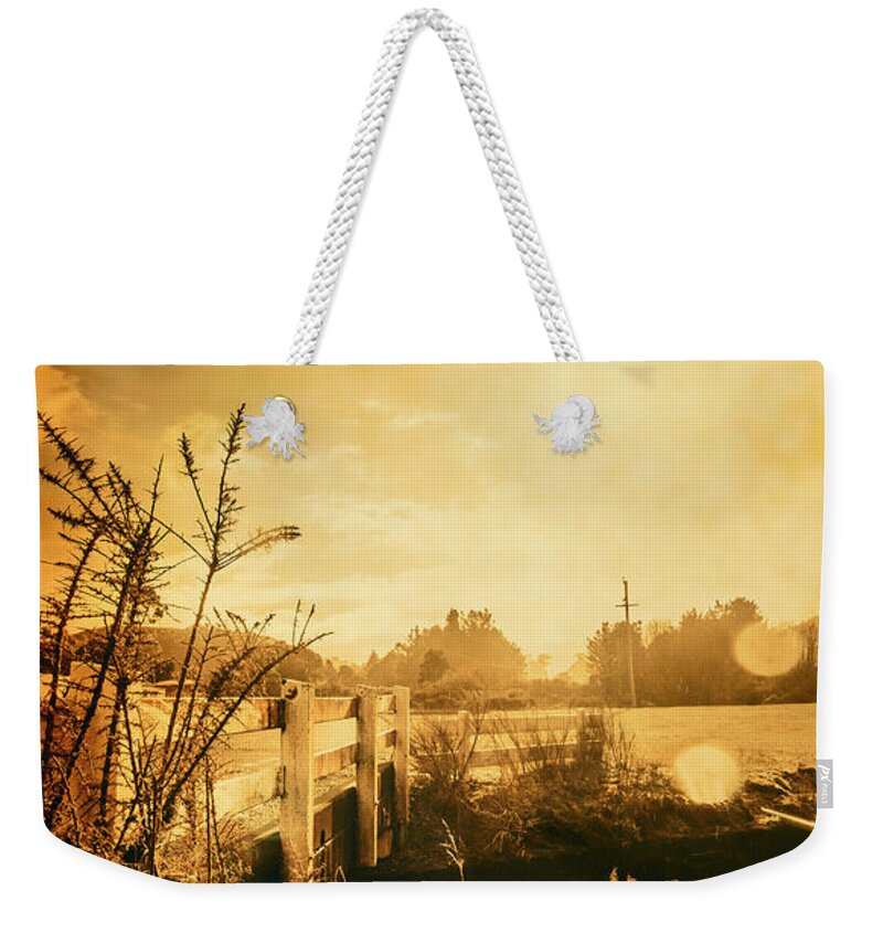 Country Weekender Tote Bag featuring the photograph Country river crossing landscape by Jorgo Photography