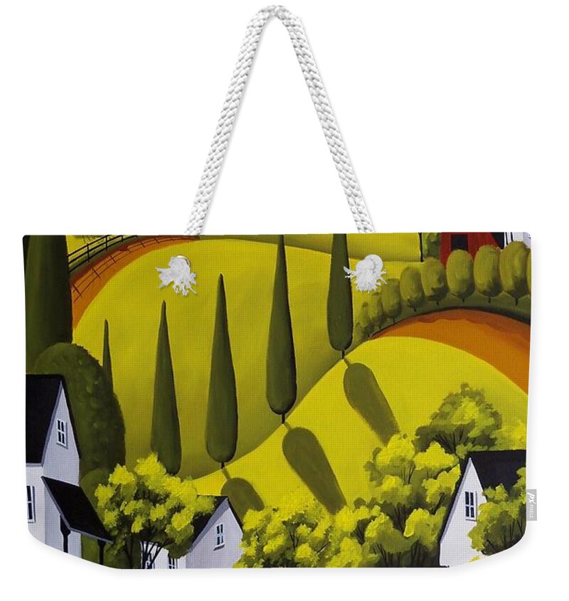 Farm Weekender Tote Bag featuring the painting Country Wash - countryside landscape by Debbie Criswell