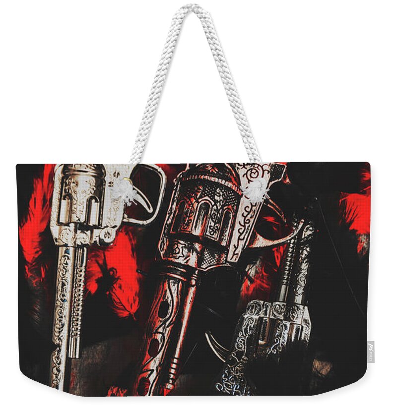 Cowboys And Indians Weekender Tote Bag featuring the photograph County slingers by Jorgo Photography