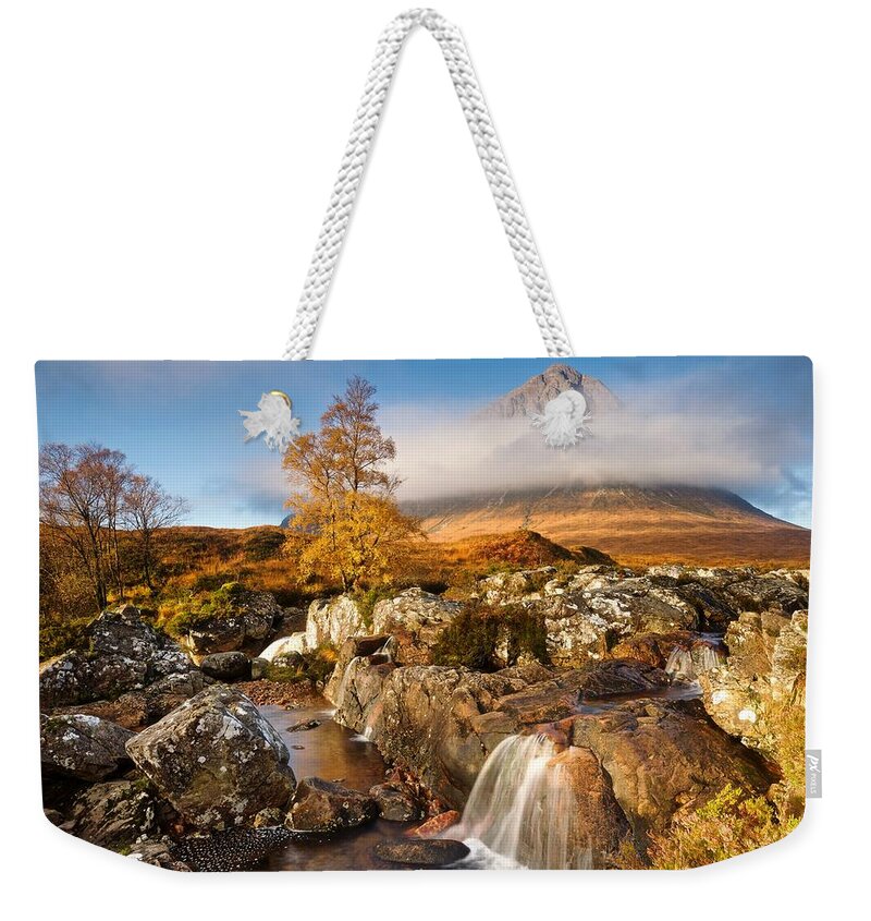 Autumn Weekender Tote Bag featuring the photograph Coupall Falls Glencoe by Stephen Taylor