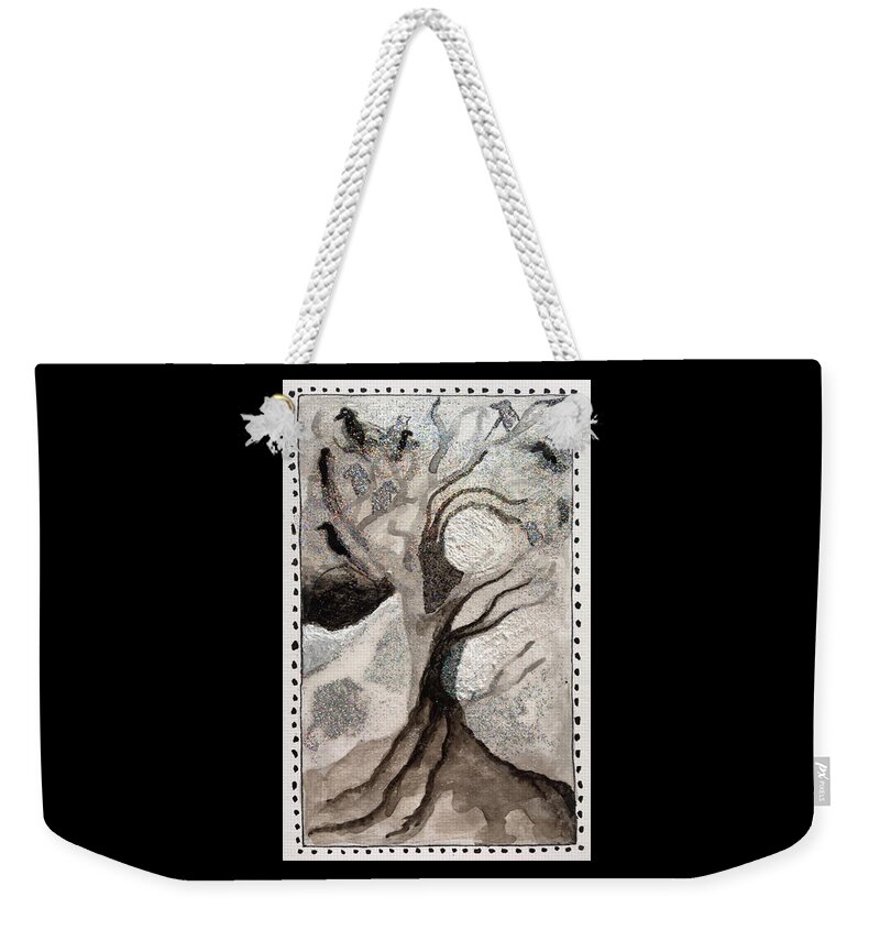Crows Weekender Tote Bag featuring the painting Courage to Stay in Winter by Corey Habbas