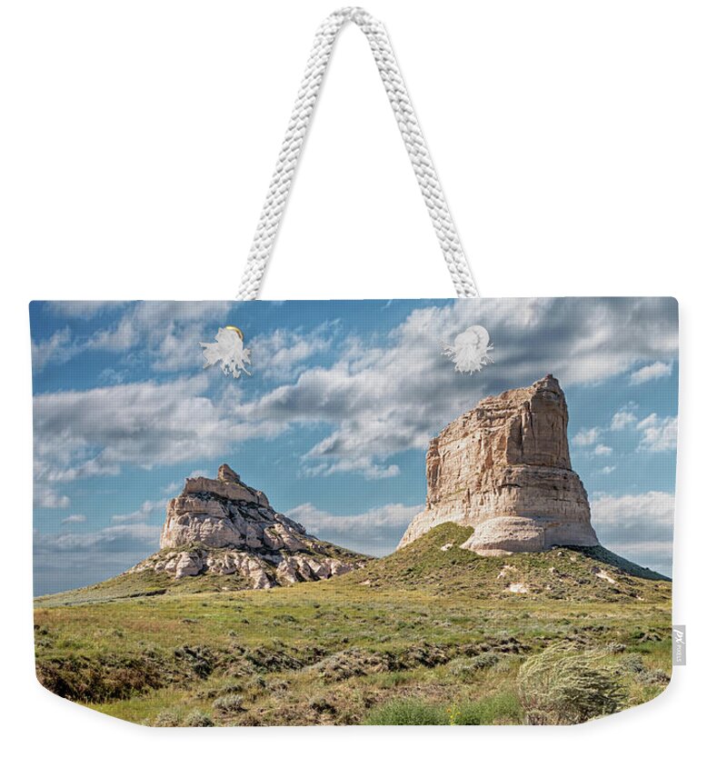 Courthouse And Jail Rocks Weekender Tote Bag featuring the photograph Courthouse and Jail Rocks by Susan Rissi Tregoning