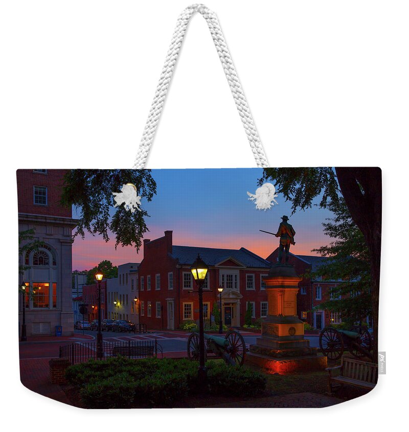 Charlottesville Weekender Tote Bag featuring the photograph Courthouse Square by Cliff Middlebrook