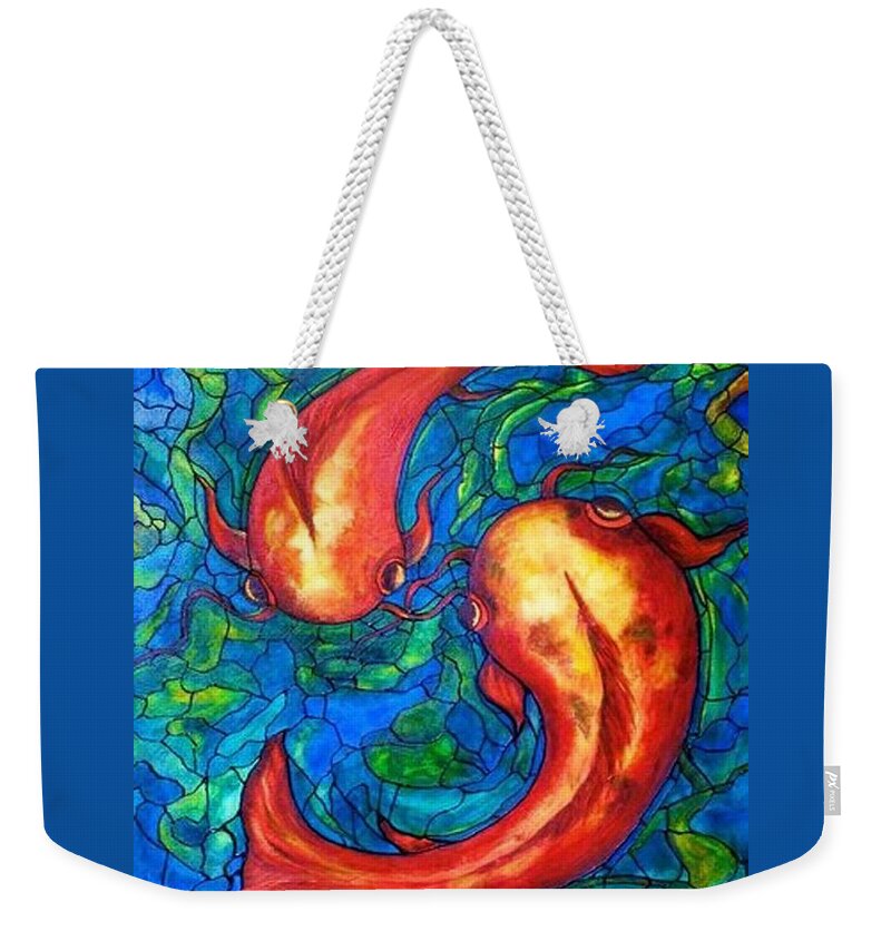 Original Painting Weekender Tote Bag featuring the painting Courtship by Rae Chichilnitsky