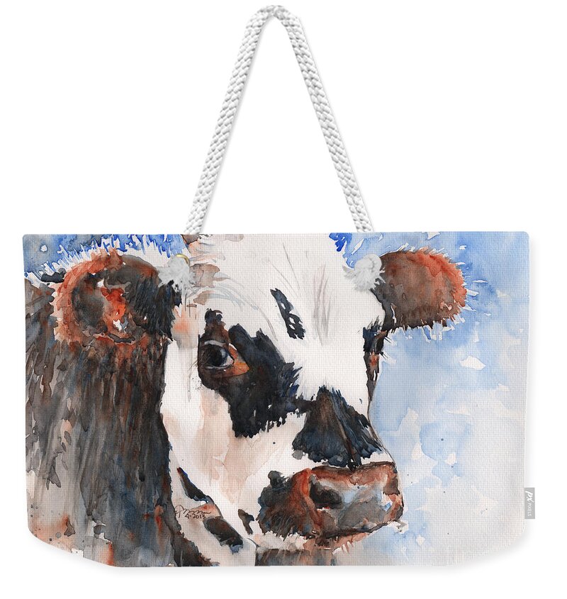 Cow Weekender Tote Bag featuring the painting Cow by Claudia Hafner