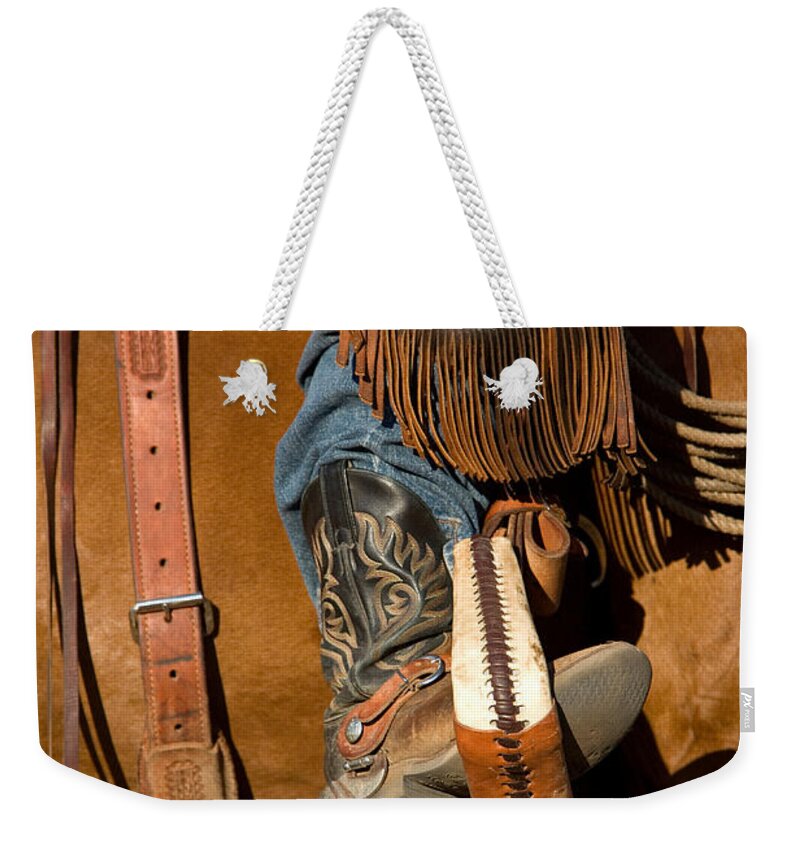 America Weekender Tote Bag featuring the photograph Cowboy by Jean-Louis Klein & Marie-Luce Hubert