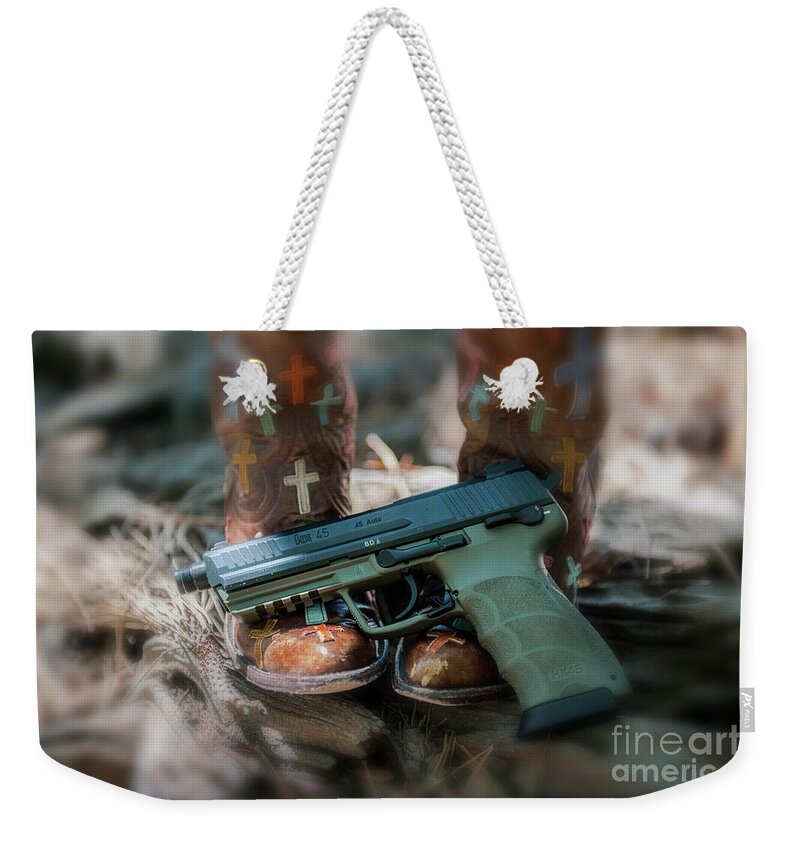 45 Tactical Weekender Tote Bag featuring the photograph Cowgirl Shabby Chic by Dale Powell
