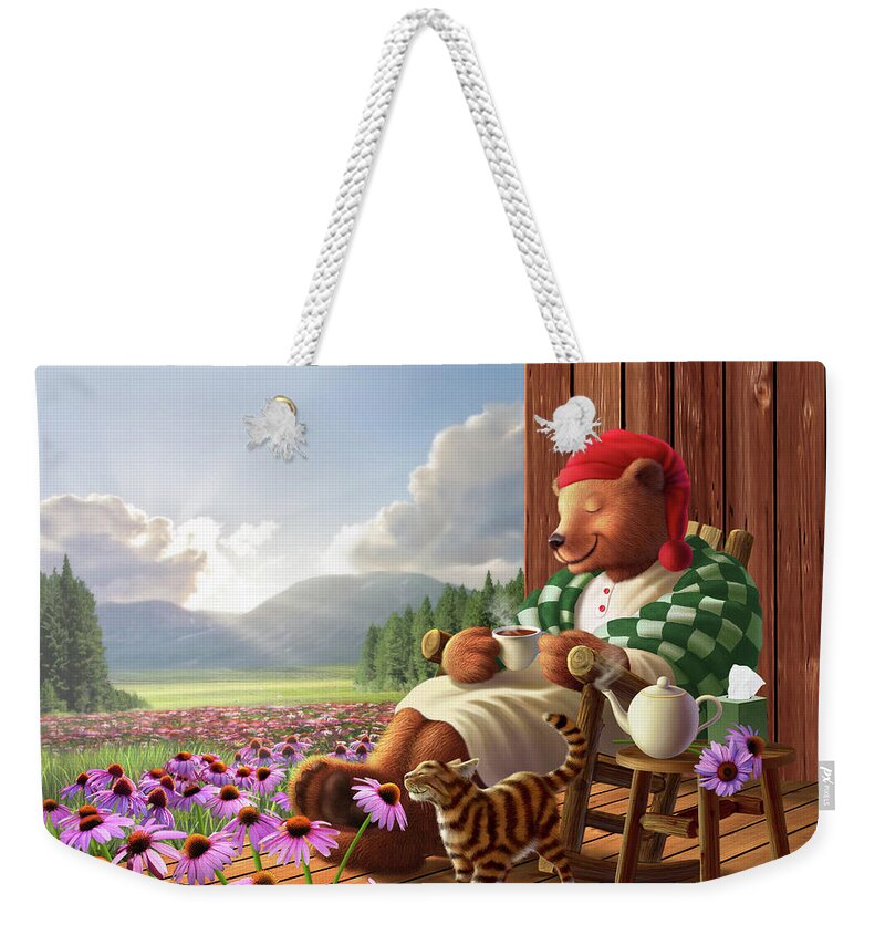 Bear Weekender Tote Bag featuring the digital art Cozy Porch by Jerry LoFaro