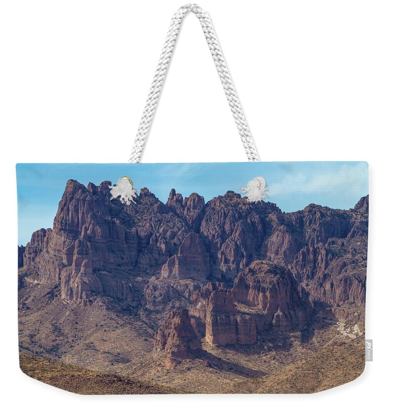 Crags In Cerbat Mountains Weekender Tote Bag featuring the photograph Crags in Cerbat Mountains by Bonnie Follett