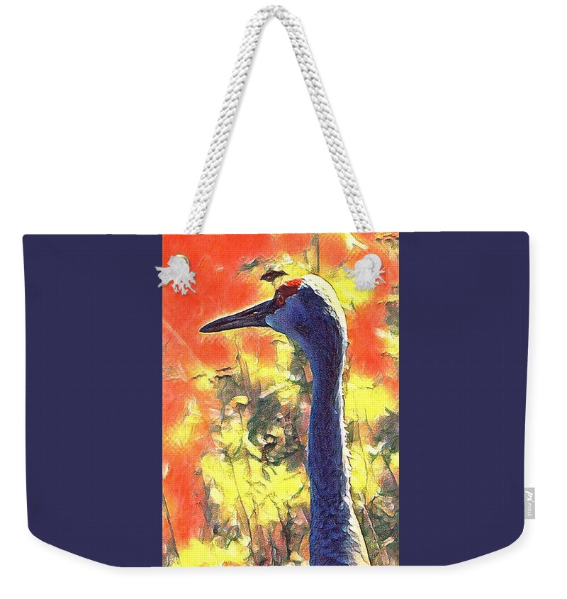  Weekender Tote Bag featuring the photograph Crane View by Kimberly Woyak