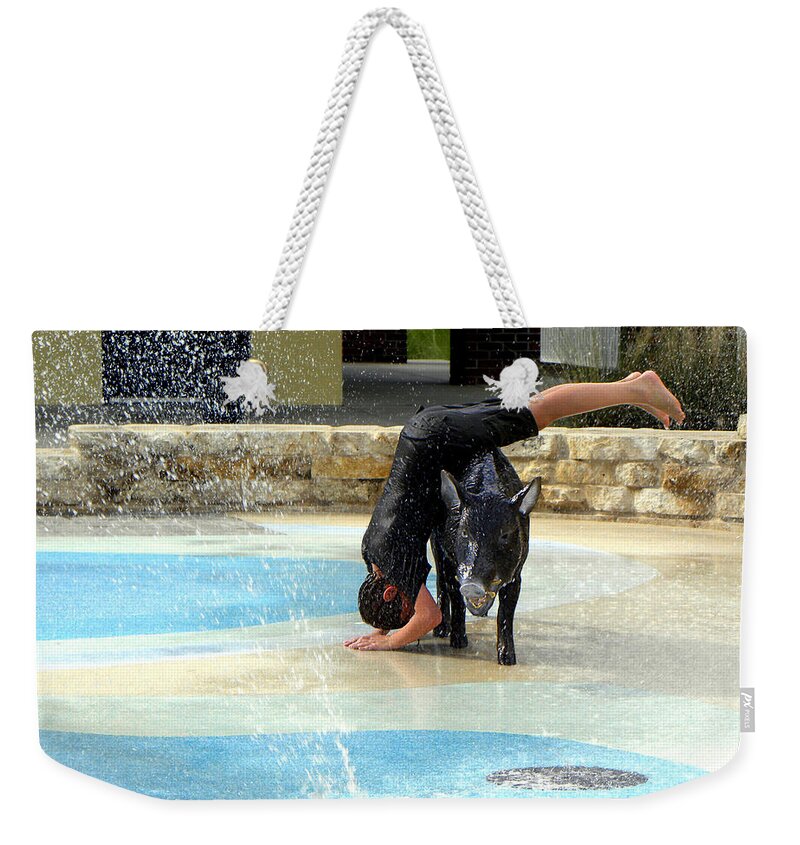 Parks And Recreation Weekender Tote Bag featuring the photograph Crash and Splash by Christopher Mercer
