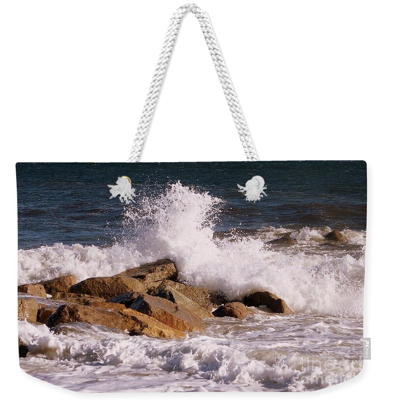 Seascape Weekender Tote Bag featuring the photograph Crashing Surf by Eunice Miller