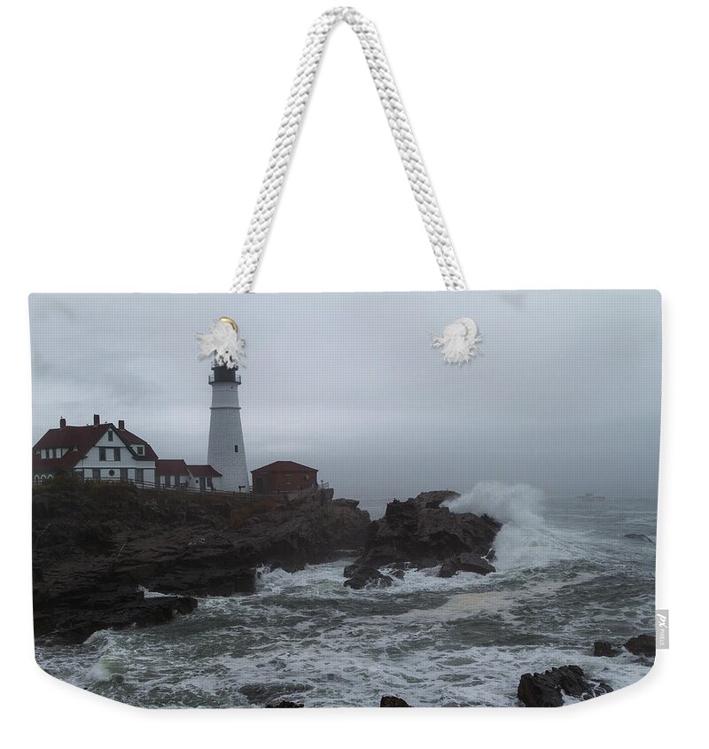 Fog Weekender Tote Bag featuring the photograph Crashing Waves by Darryl Hendricks