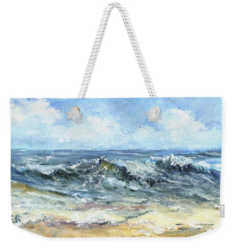 Gulf Coast Weekender Tote Bag featuring the painting Crashing waves in Florida by Virginia Potter