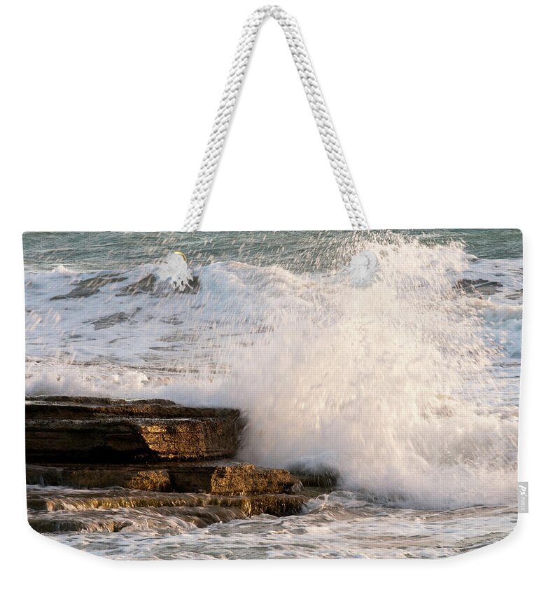 Wave Weekender Tote Bag featuring the photograph Crashing waves by Michalakis Ppalis