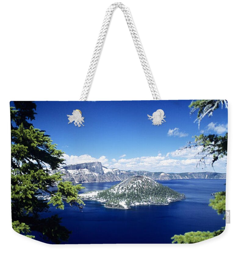 Allan Seiden Weekender Tote Bag featuring the photograph Crater Lake by Allan Seiden - Printscapes