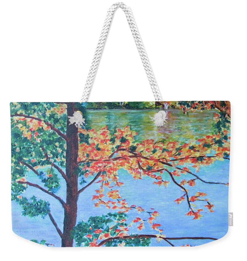 Lake Weekender Tote Bag featuring the painting Crawford Lake ON by Milly Tseng