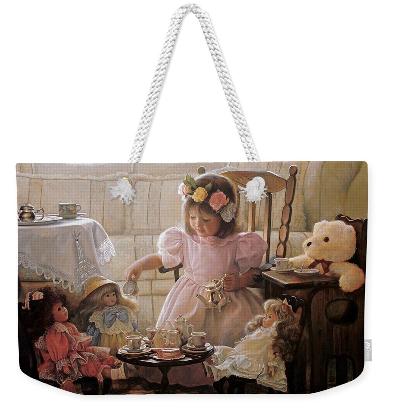 Girl Weekender Tote Bag featuring the painting Cream and Sugar by Greg Olsen