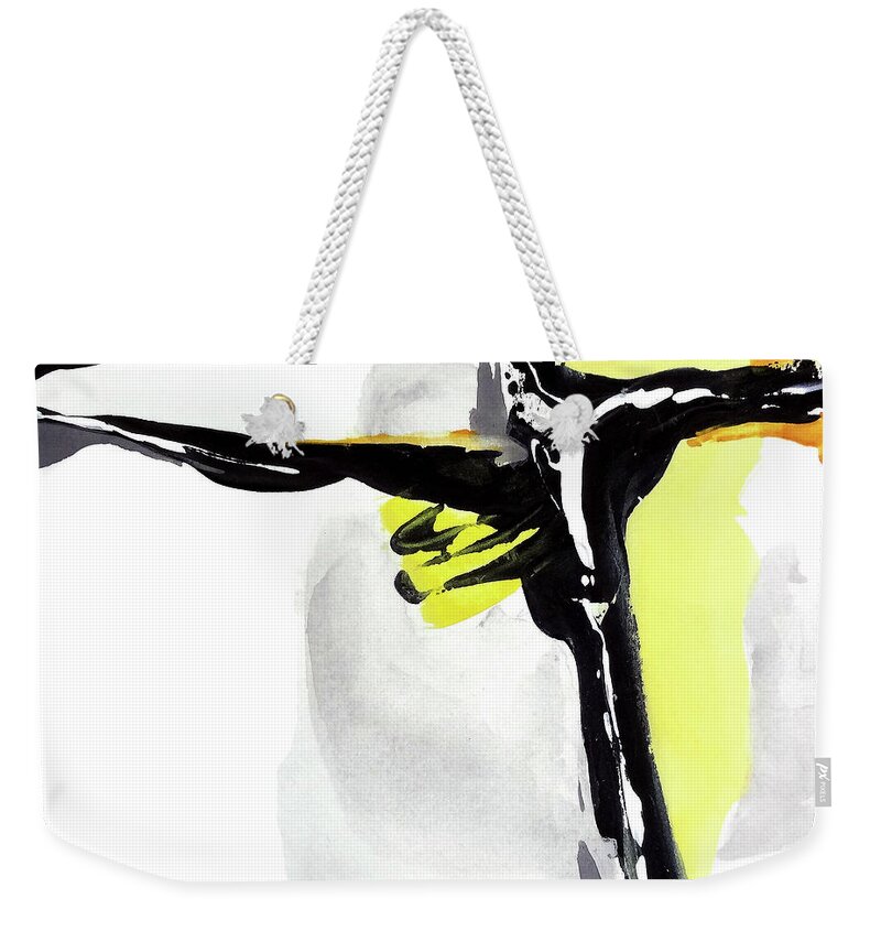 Original Watercolors Weekender Tote Bag featuring the mixed media Creamy Yellow 2 by Chris Paschke