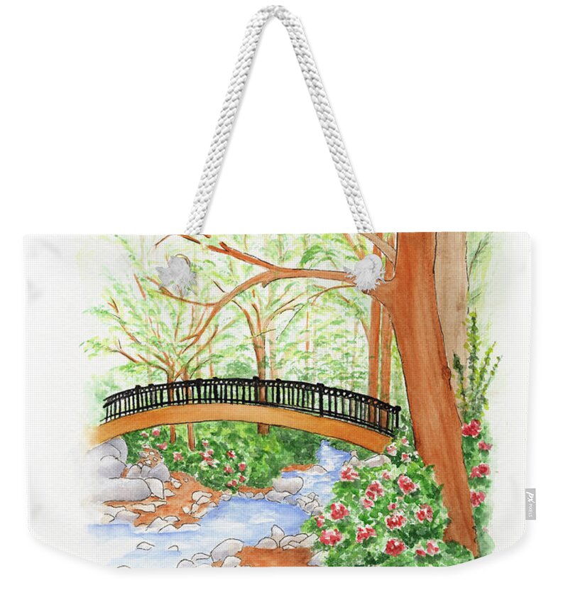 Lithia Park Weekender Tote Bag featuring the painting Creek Crossing by Lori Taylor