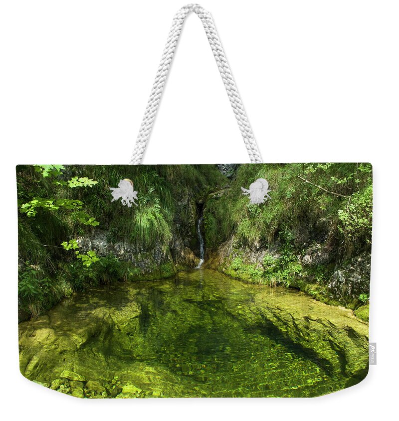 Waterfall Weekender Tote Bag featuring the photograph Creek pool by Nicola Aristolao